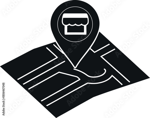 Store Locator Icon: A minimalist map icon pinpointing a store location, conveying simplicity and directness.