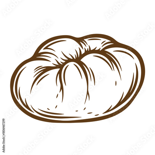 Hand drawn sketch of a freshly baked bread loaf bakery food illustration