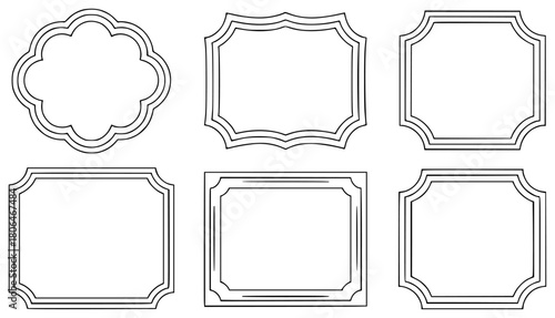 Collection of Six Decorative Double-Line Frames in Various Shapes