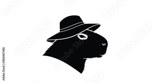 Capybara head wearing fedora hat vector illustration