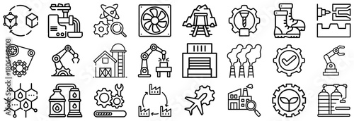 Industrial and Manufacturing Icons Technology, Production, and Innovation
