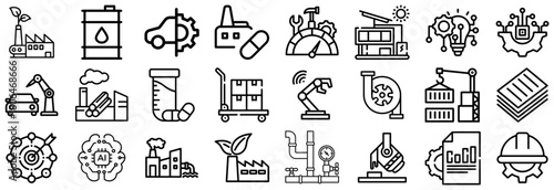 Industrial and Technology Icons Manufacturing, AI, and Automation