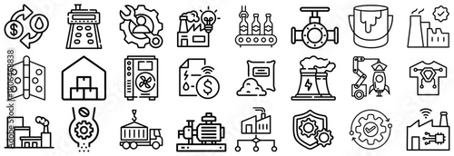Industrial Icons Manufacturing, Technology, and Production Symbols