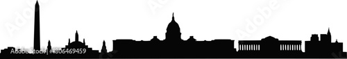 Silhouette of Washington D.C. Skyline with Iconic Monuments
