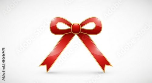 Elegant red ribbon bow with golden trim isolated on, ideal for gift wrapping and festive decorations for the holidays