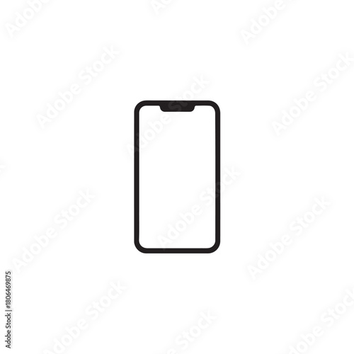 Minimal Modern Smartphone Front View Clean Outline Vector Illustration