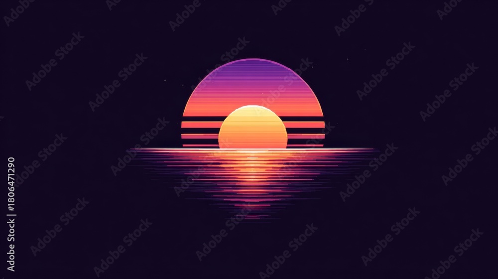 Obraz premium Retro sunset over water