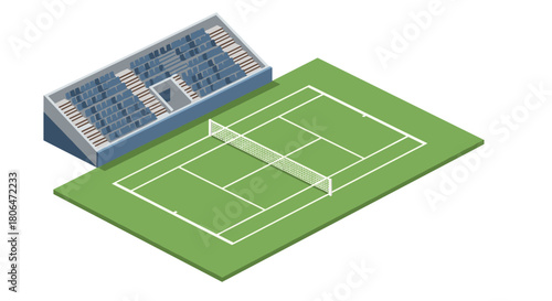 Isometric soccer field with stadium seating in 3d design
