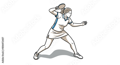 Female table tennis player in action with paddle and sporty outfit