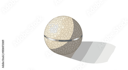 Spherical lip balm container with geometric pattern and shadow on white background