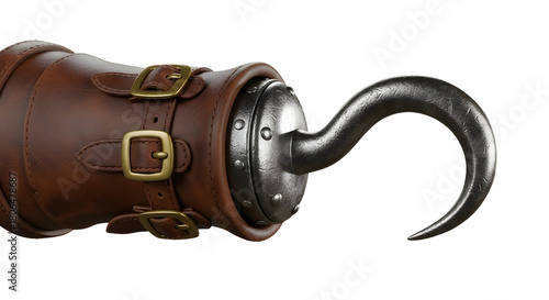 3d icon of hook hand isolated on transparent background, a symbol of pirate adventure, disability, and unique character