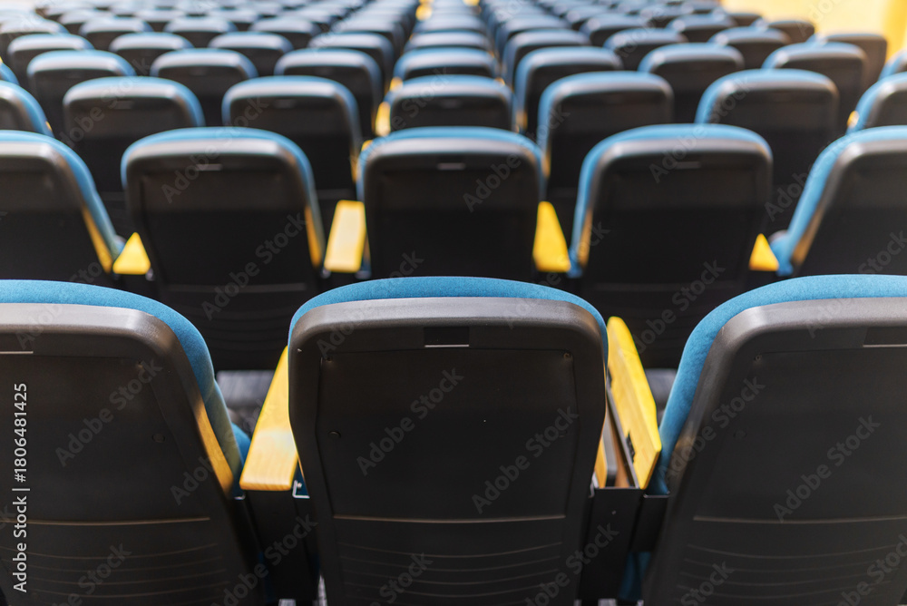 Naklejka premium Rows of Empty Theater Seats in Focus