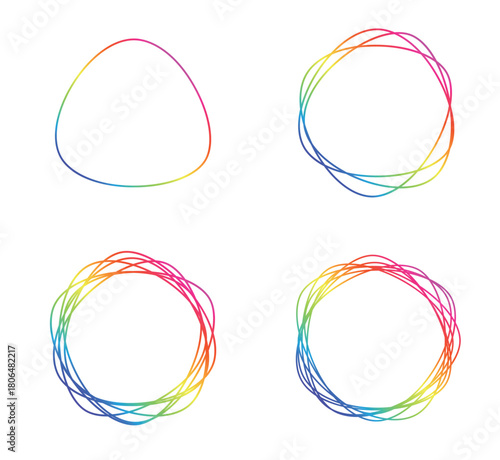 虹色の波の輪による円形の枠