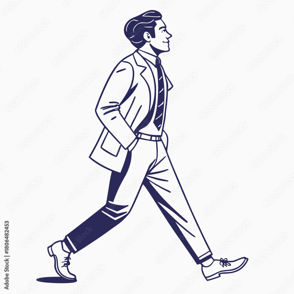 Fototapeta premium Sketch illustration of a man in a suit with a vector art style