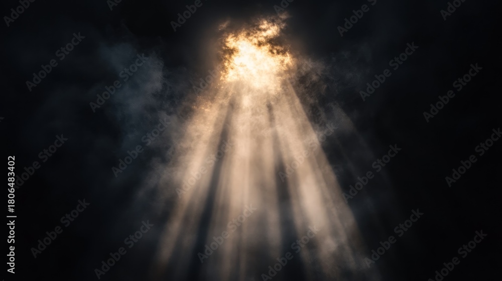 Naklejka premium Sunlight piercing dark clouds