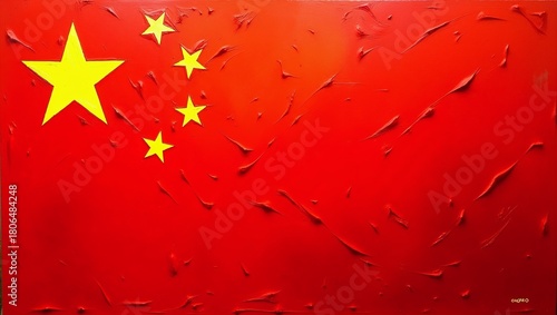 The flag of the People's Republic of China painted with colors.
