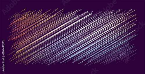 Abstract textured background with diagonal lines and gradient colors in purple and orange hues