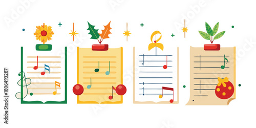 Christmas music notes holiday season festive celebration carol melody harmony song joy