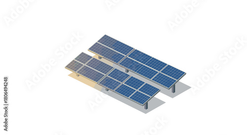 Isometric solar panels on white background sustainable energy concept