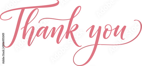 Elegant pink Thank You calligraphy on white background