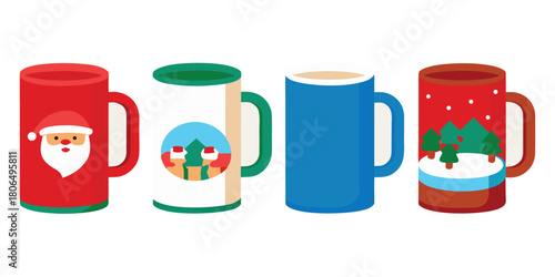 Christmas mugs santa holiday season winter beverage coffee tea hot cocoa festive cheer