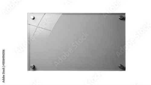 Acrylic sign holder blank display board wall mounted standoff office business advertising signage panel on transparent background