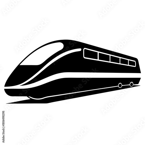 Sleek modern high speed train in a bold black silhouette
