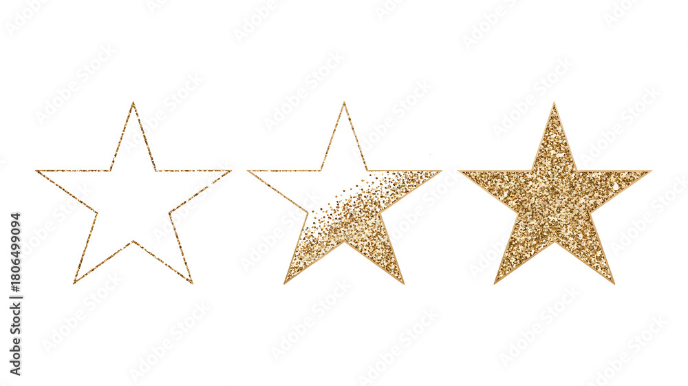 Obraz premium Gold Glitter Christmas Star PNG – Shiny Golden Ornament & Sparkling Holiday Decoration Vector Design