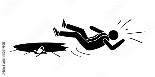 man falling into a hole.