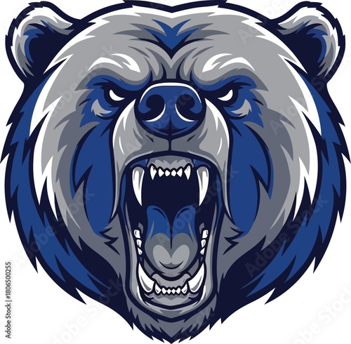 Illustration of roaring bear head isolated on, a symbol of strength and courage