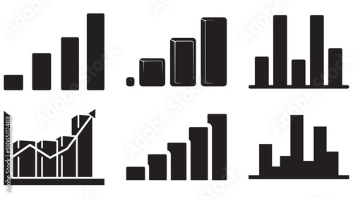 Chunky block investment chart glyph — bold block-style bar chart icon for market performance, portfolio returns and financial dashboards