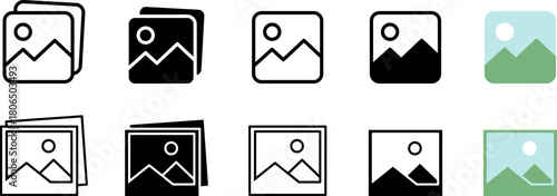 Collection of image icons representing photos and galleries