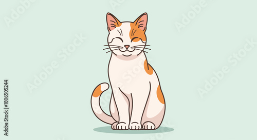 Cute Sitting Calico Cat - Flat Vector Illustration for Pet & Animal Designs