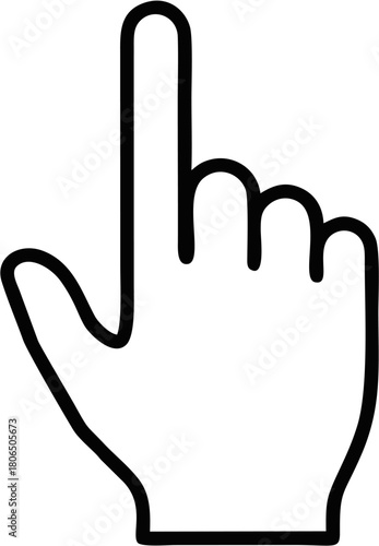 Modern Outline Hand Cursor Pointing Upwards Symbolizing Selection, Interaction, and Direction in Digital Interface Elements and Web Design for Visual Communication
