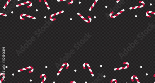 Candy cane horizontal seamless pattern. Red and white striped candy canes pattern. Season greetings wallpaper. New year background
