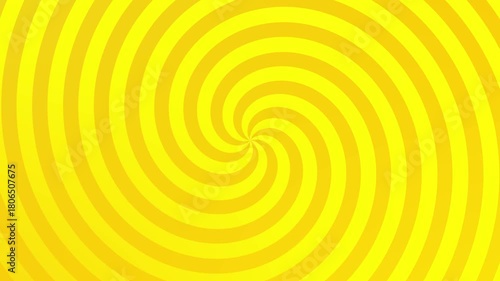 Orange and yellow simple hypnotic spiral background, geometric animation
