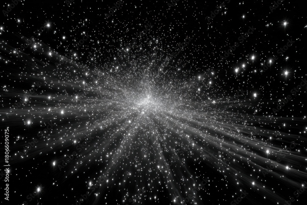 Fototapeta premium Beautiful seamless black and white star pattern creating an infinite cosmic texture
