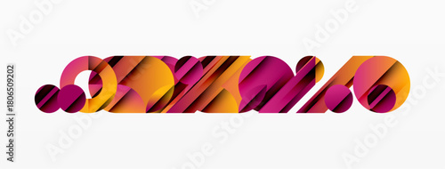 Abstract design featuring overlapping cylinders, vibrant colors, dynamic composition. Modern aesthetic, geometric shapes, visual interest.