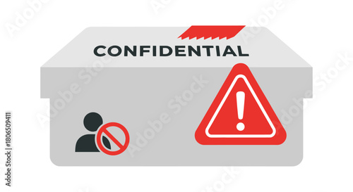 Secure document disposal and information privacy concept shown with a confidential box and warning icons