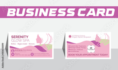 Spa & Beauty Business Card Design – Vector Illustration of an Abstract Background with Text