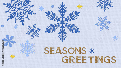 snowflake embroidery pattern greeting background