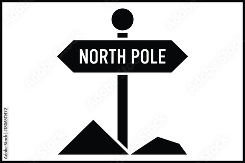 North pole direction signpost simple flat icon vector graphic isolated on white background, Vector