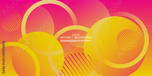 Abstract bright pink and yellow gradient dynamic background with circle design pattern. Vector eps10