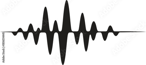 Black sound wave graphic on white background audio