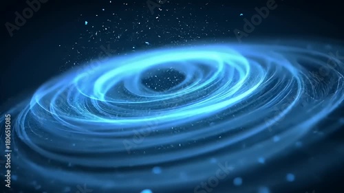 Abstract blue energy vortex background with glowing particles, abstract animation design,