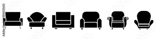 Armchair icon vector set. Chair illustration sign collection. lounge symbol. recliner logo.
