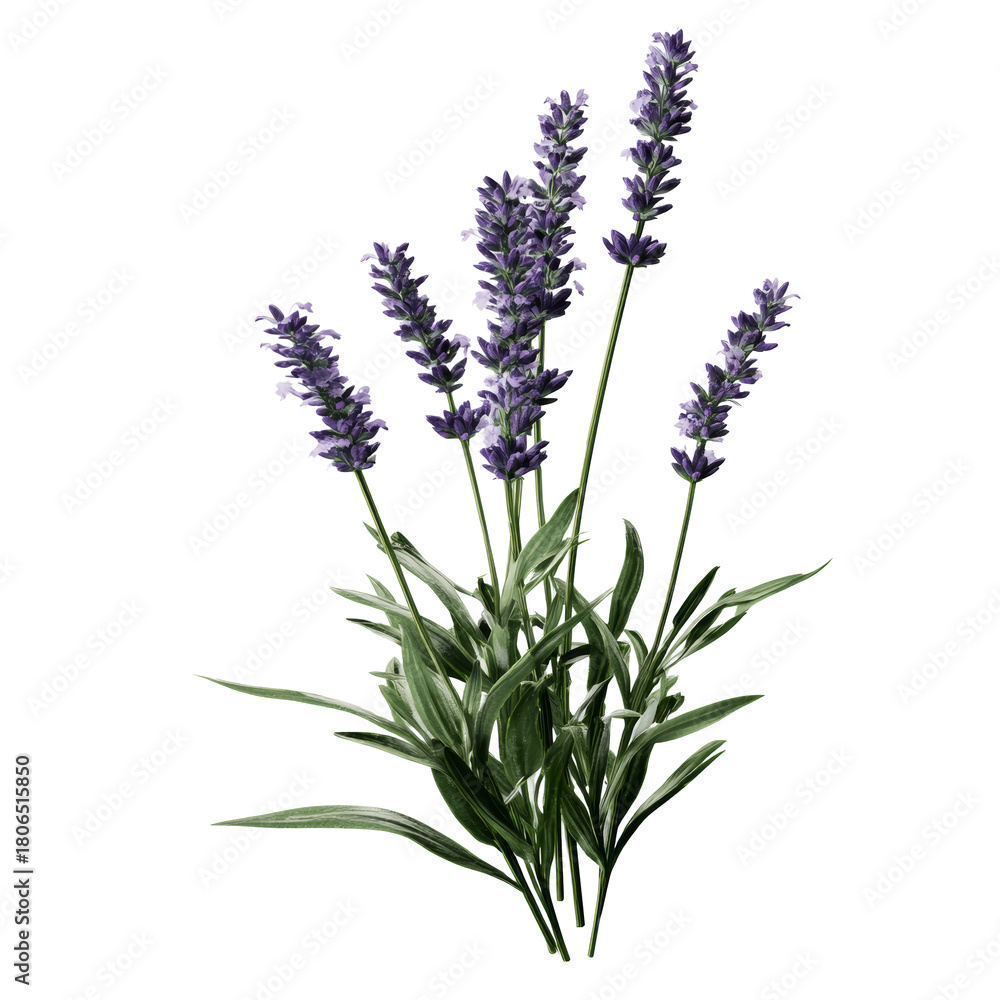 Naklejka premium Lavender flowers with purple blossoms on transparent background