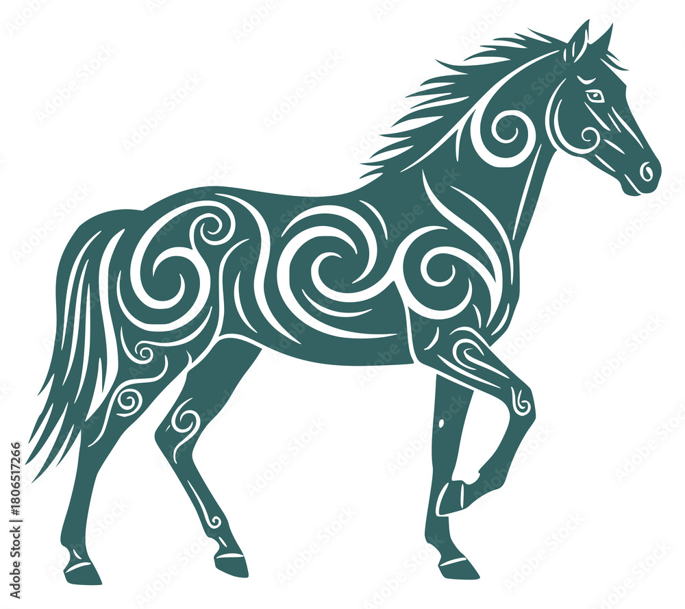Obraz premium Stylized silhouette of a horse with decorative patterns