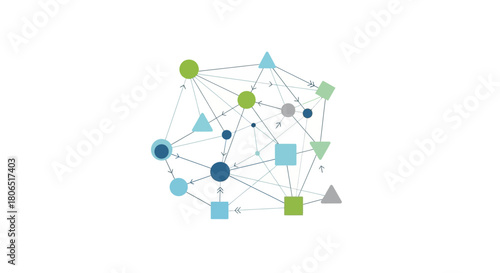 Abstract Visualization of Complex Connections, Geometric Shapes and Directional Pathways Network