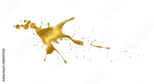 Abstract gold splash illustration on white background creates dynamic fluid motion and visual